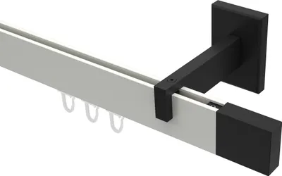 Produktbild von Interdeco Innenlaufstange / Gardinenstange mit Innenlauf Weiß / Schwarz, Typ Smartline Lox (Quader), 14x35 mm 1-läufig, 400 cm