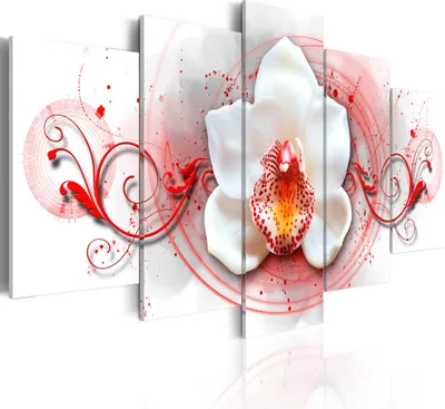 Produktbild von Leinwandbilder Abstrakt 200x100 cm Vlies Leinwandbild 5 tlg Kunstdruck modern Wandbilder XXL Wanddekoration Design Wand Bild - Blumen Orchidee Farbflecken Ornament 020110-119