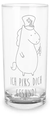 Produktbild von Mr. & Mrs. Panda Wasserglas Einhorn Krankenschwester 400 ml - Transparent - Geschenk, Krankenpfleger, Tumbler, Krankenhaus, Krankenpflegerin, Unicorn, Trinkglas, Ärztin