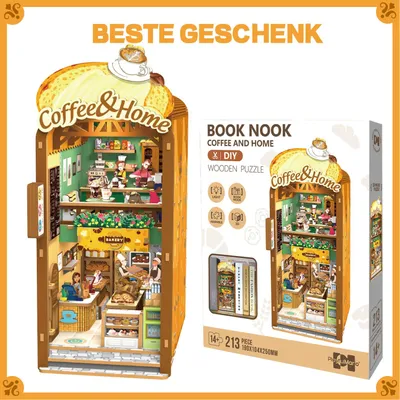 Produktbild von 3D-Puzzle Book Nook KIT, DIY-Puppenhaus-Bausatz mit LED-Licht für Erwachsene