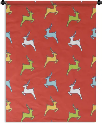 Produktbild von MuchoWow® Wandteppich Wandbehang Muster - Rotwild - Rot 120x160 cm Tapisserie Dekoration Wandtuch - Wohnzimmer - Moderne