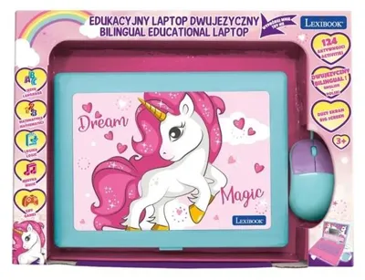 Zdjęcie produktu dla Laptop edukacyjny 124 funkcje Jednorożec - Lexibook