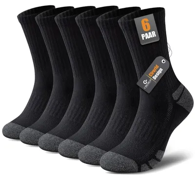 Image de Chaussettes de sport et de travail unies, lot de 6 paires, en 80 % coton