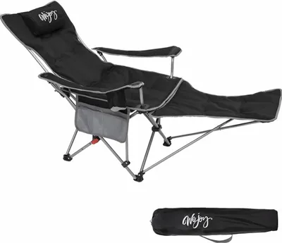 Produktbild von #WEJOY Klappbarer Campingstuhl, 4 Positionen mit Fußstütze, abnehmbarer gepolsterter Sitz, Getränkehalter, klappbarer Campingstuhl, leichter Luxus-Klappstuhl, Schwarz