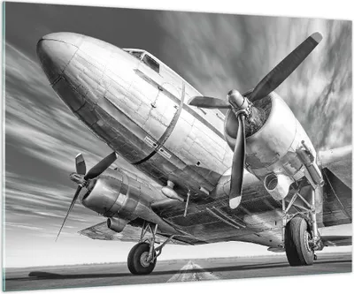 Produktbild von Bilder auf glas - Einteilig - Flugzeug Retro Flugzeug - 100x70cm - Glasbilder - Wandbilder - Bilder - zum Aufhängen bereit - Wanddekoration aus Glas - Glas Bilder - Wandbild auf Glas - GAA100x70-4952