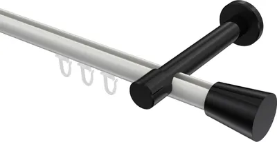 Produktbild von Interdeco Innenlaufstange / Gardinenstange mit Innenlauf Weiß / Schwarz, Typ Prestige Sitra (Konus), 20 mm Ø 1-läufig, 260 cm
