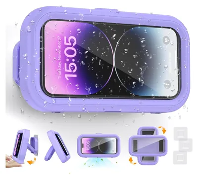 Produktbild von Dusch-Handyhalterung, wasserdicht & 360° drehbar, einziehbar & verstellbar, mit Touchscreen-Funktion, für Handys bis 7 Zoll, ideal für Bad und Küche