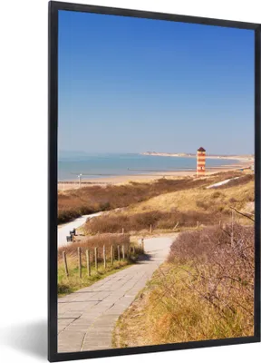 Produktbild von MuchoWow® Gerahmtes Poster Strand - Meer - Leuchtturm - Niederlande 40x60 cm - Poster mit Schwarzem Bilderrahmen Wandposter Rahmen Foto Bilder - Papierdruck - Wandbilder