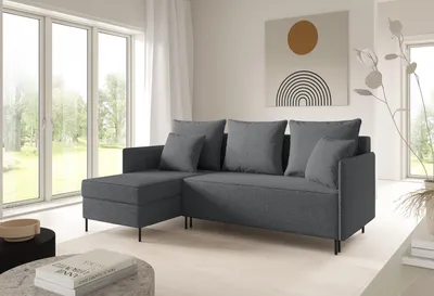 Produktbild von LIKMA Ecksofa ZAVO Dunkelgrau L-Form 214x142 cm Schlafsofa mit Bettfunktion 202x140 cm 2 Bettkasten Stauraum Polstersofa