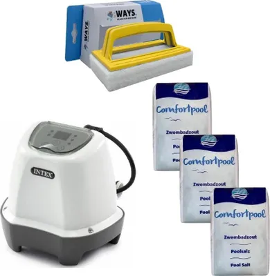 Produktbild von Intex - Salzwassersystem 26662GS & Poolsalz 60 kg & WAYS Scheuerbürste
