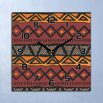 Produktbild von Wanduhr Echt-Glas-Küchenuhr Ethnisch afrikanisch Quarz 30x30 Deko Bilder