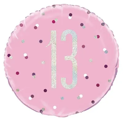 Produktbild von Folienballon rosa & silber Zahl 13