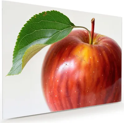 Produktbild von Glasbild 120x90cm in XXL für Wohnzimmer, Schlafzimmer Motiv Roter Apfel Mit Blatt