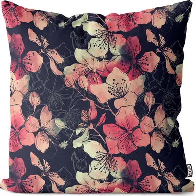 Produktbild von VOID Sakura Blüten Kirschblüten schwarz Kissenbezug Kissenhülle sofa couch wohnzimmer dekoration wasserfest Outdoor Garten Kissen bezug deko