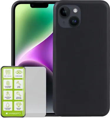 Produktbild von Für Apple iPhone 15 Plus Silikon TPU Case Schwarz 0,26 H9 Glas Handy Hülle Schutz