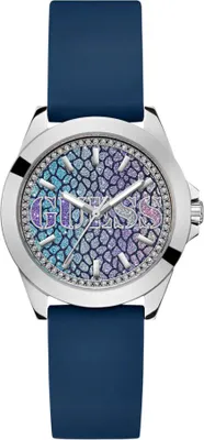 Produktbild von Guess Damenuhr Trend GW0749L1 Quarzwerk 36 mm Edelstahl Silikon Silber Blau