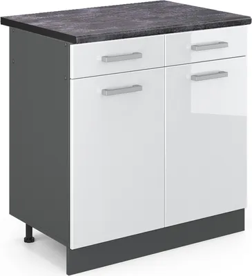 Obrázek produktu pro Spodní skříňka kuchyňské linky Vicco R-Line Bílá vysoký lesk 80 cm , PD Antracit, Model 46797