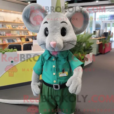 Produktbild von Maskottchenkostüm REDBROKOLY Grüne Maus mit Oberhemd und Haarspangen