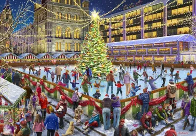 Zdjęcie produktu dla Puzzle Bluebird Świąteczna jazda na łyżwach - 1000 elementów