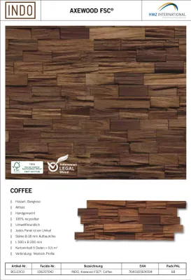 Produktbild von INDO rustikale Holzwandverkleidung Axewood BCL03CO Coffee
