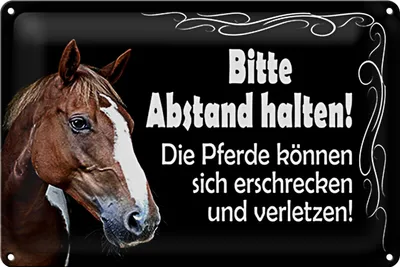 Produktbild von Blechschild Spruch 18x12cm bitte Abstand halten Pferde