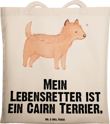Produktbild von Mr. & Mrs. Panda Beutel Cairn Terrier Lebensretter - Transparent - Geschenk, Jutebeutel, Einkaufstasche, Laptoptasche, Tote Bag, Shopping Tasche