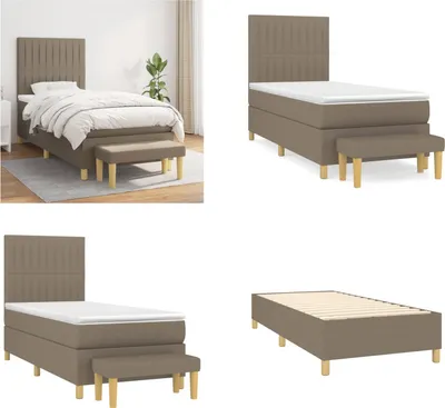 Produktbild von vidaXL Boxspringbett mit Matratze Taupe 100x200 cm Stoff - Boxspringbett - Boxspringbetten - Bett - Schlafzimmermöbel