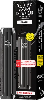 Produktbild von Al Fakher 600 Akkuträger Schwarz – wiederaufladbarer Akku für 2-ml Pods, kompatibel mit Elfbar-ähnlichen Steckpods, 500 mAh, USB-C