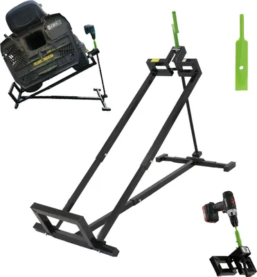 Produktbild von Rasentraktorheber 400 kg Tragkraft Akkuschrauber-Adapter, stufenlos & klappbar 45° Neigung Hebebühne