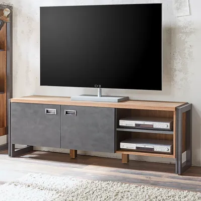 Produktbild von TV-Lowboard "Auburn" Eiche und grau TV Unterschrank 156 x 53 cm