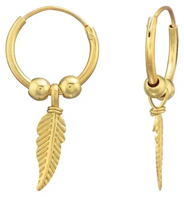 Produktbild von Creolen Feder: 925 Silber Boho Ohrringe gold