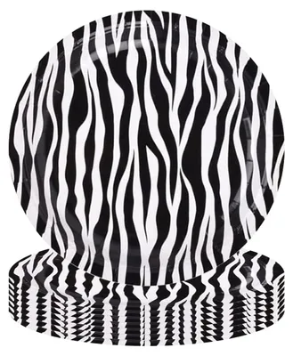 16 Papierteller Zebra-Print 7 Zoll Dschungel-Safari-Party