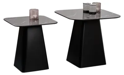 2er-Set Beistelltische Keramik Metall 50x46x50 & 40x42x40 cm