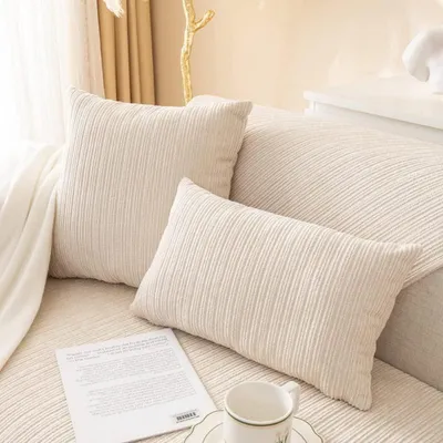 Produktbild von Kissenbezüge Chenille 45 x 45 cm Beige Weiß 1 Stück