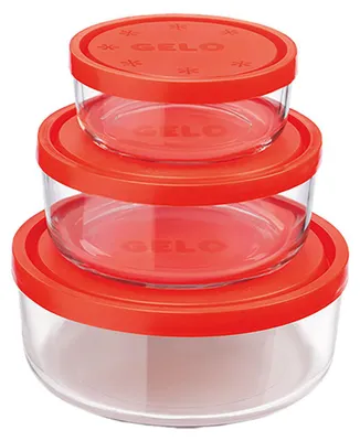 Immagine prodotto di BORMIOLI ROCCO Set 3 Pezzi Gelobox Vetro Coperchio Rosso