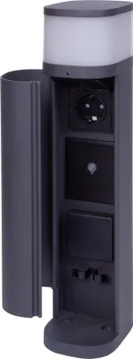 Produktbild von Novatool Pollerleuchte mit Steckdose Funk 2-fach Anthrazit rund mit Blende SMART WIFI APP IP44 Steckdose Aussen Gartensteckdose Outdoor Steckdosesäule Garten Steckdosenturm (Elektro)