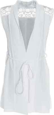 Produktbild von BEZLIT Mädchen Cardigan mit Spitze und Schleifen Gürtel Weiß 104