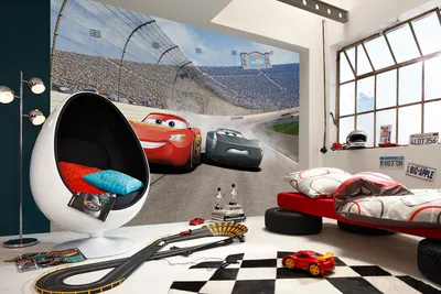 Produktbild von Komar Fototapete "Cars3 Curve", bunt, Lightning McQueen, Autos, 368 x 254 cm