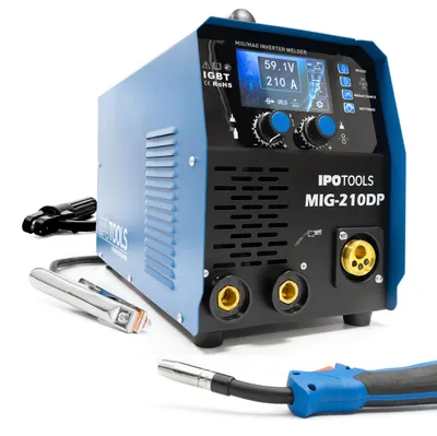 Produktbild von IPOTOOLS 210DP Synergic MIG MAG Schweißgerät Schutzgas PULS Inverter IGBT LCD