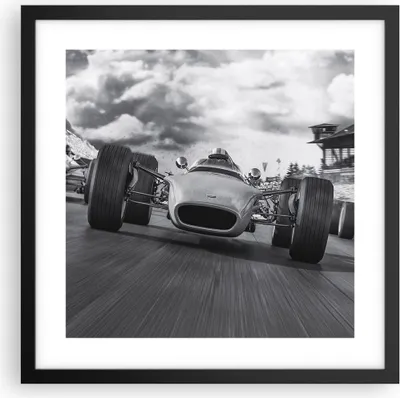 Produktbild von Gerahmtes Poster - Schwarzer Rahmen - Formel 1 Schwarz und Weiß - 40x40 cm - Wand Bild - Wanddeko - Wandbilder - Wandposter - Bilderrahmen - Bilder - Kunstdruck - Wandbild - P2BAC40x40-4127