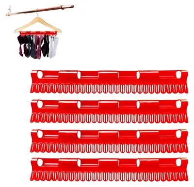 Produktbild von 4 Sockenaufhänger für Wäscheständer, Sockentrockner, winddichtes Trockengestell, Kunststoffaufhänger für Socken, Unterwäsche und kleine Kleidungsstücke (Rot)