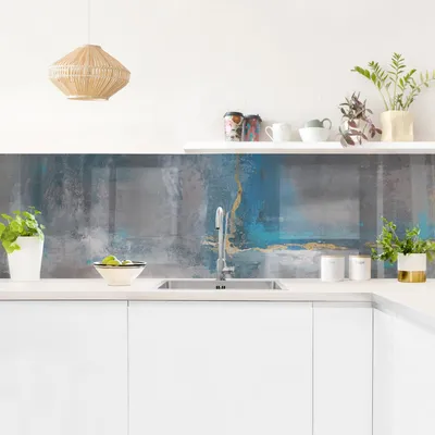 Produktbild von Küchenrückwand originell selbstklebend - 0.65 mm Wandpaneel wasserfest Design türkis Abstrakt Spritzschutz fugenlos