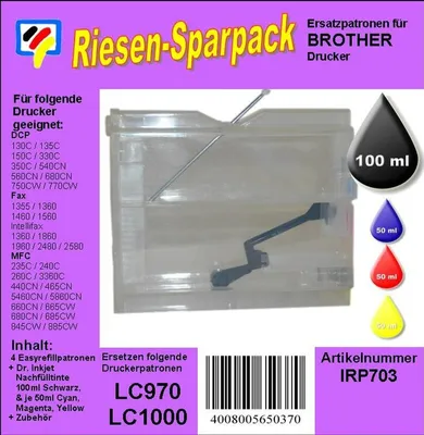 Produktbild von CISS Dr.Inkjet Komplettset für LC-1000 - ALLES DRIN - Easyrefillpatronen Starterset!