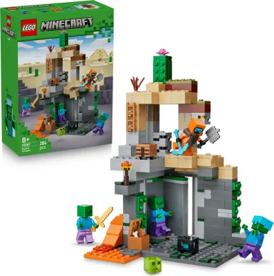 Produktbild von LEGO Minecraft Zombieverlies - Bauspielzeug für Rollenspiele - Minecraft-Spielset für Jungen und Mädchen ab 8 Jahren mit 3 Zombies, einem Krieger und Videospielzubehör - 21587