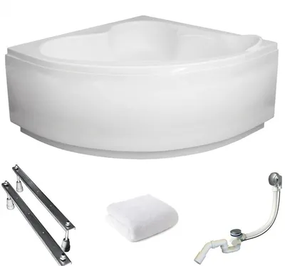 Produktbild von Aqua For You | Polimat Badewanne - 130x130 Cm - mit Verkleidung - Antibakterielle Beschichtung - Inklusive Siphon Und Füße - Eckbadewanne - Acryl