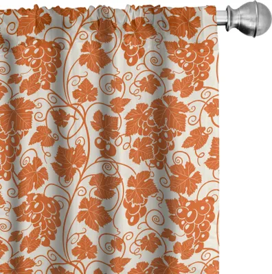Produktbild von ABAKUHAUS Wein Vorhänge, Gardinen, Monochrome Romantische abstrakte Weinblätter Botanical Repetitive Illustration, 2 Stück 75 x 245 cm, Vermilion und Elfenbein