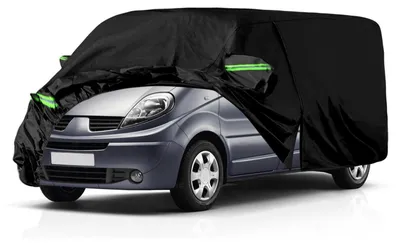 Productafbeelding van Autobeschermhoes voor Renault Trafic (korte wielbasis) modeljaren 2010-2023, zwart, geschikt voor alle weersomstandigheden, met rits en slot