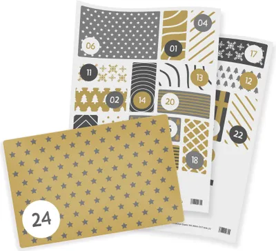 Produktbild von Zahlensticker Z57 Weihnachtsmotive Quader Mix 1-24 Grau / Gold / Anthrazit / Weiß