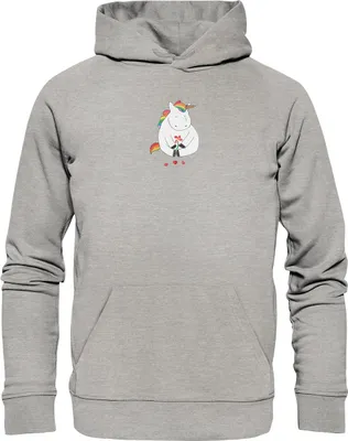 Produktbild von Mr. & Mrs. Panda Nachhaltiger Hoodie Einhorn Traurig Größe XL - Heather Grey - Geschenk, Trauer, Hoody, Liebe, Unicorn, Einhörner, Pulli, Kapuzenpullover, Pullover, Blume