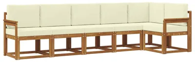 Image de vidaXL Ensemble de canapés d'extérieur avec coussins 6 pièces Nature et Crème